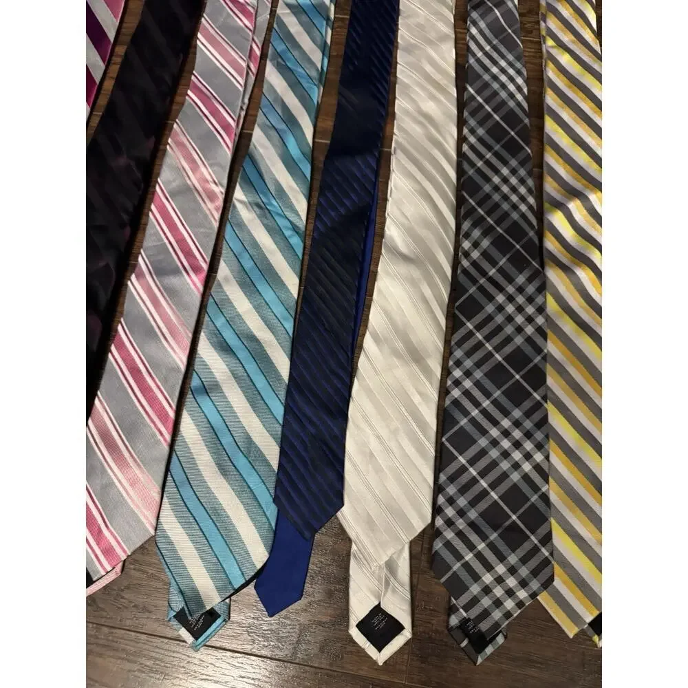 EXPRESS 100% Silk Tie Lot 10 Mens Blue Stripe Executive Necktie Plaid Red Yellow